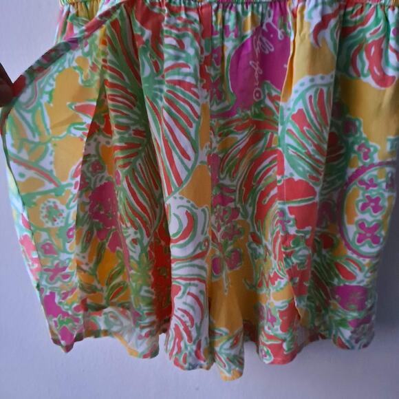 Lilly Pulitzer Challis Romper Sleeveless Floral Happy Place Yellow Women Size XS - Picture 12 of 16